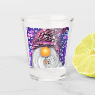 Happy Gnome in Lila Hut Singt ein Weihnachtslied   Schnapsglas