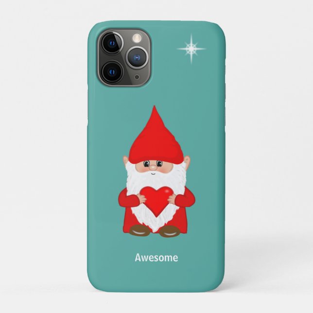 Happy gnome mit Herz auf aquamarin Case-Mate iPhon iPhone Hülle (Rückseite)