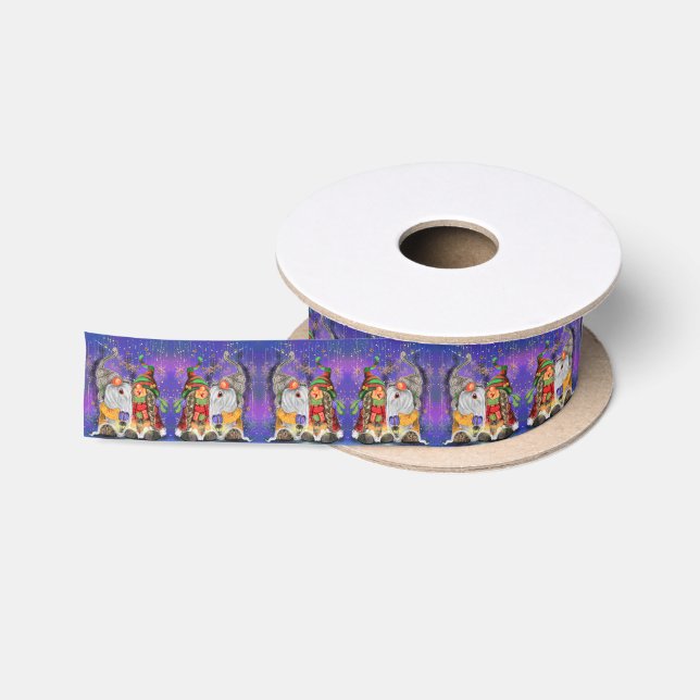 Happy Gnomes Christmas Ribbon Satinband (Spule)
