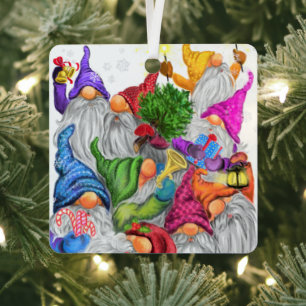 Happy Gnomes Party Weihnachtsgeschenk Ornament Aus Metall