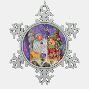 Happy Gnomes Weihnachtsschmuck Schneeflocken Zinn-Ornament