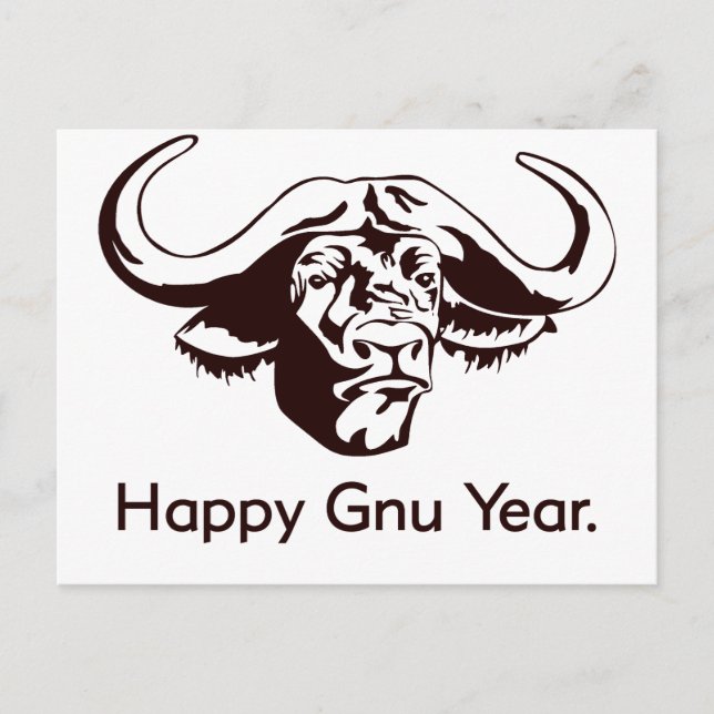 Happy Gnu Year Postkarte (Vorderseite)