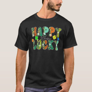 Happy Go Glück Leopard Design St Patrick's Day Clo T-Shirt