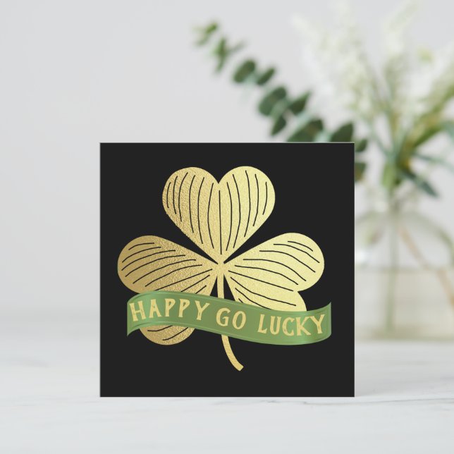 Happy Go Lucky Gold Kleeblatt St Patrick's Day (Stehend Vorderseite)