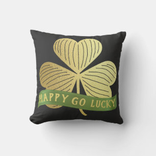 Happy Go Lucky Gold Kleeblatt St Patrick's Day Kissen