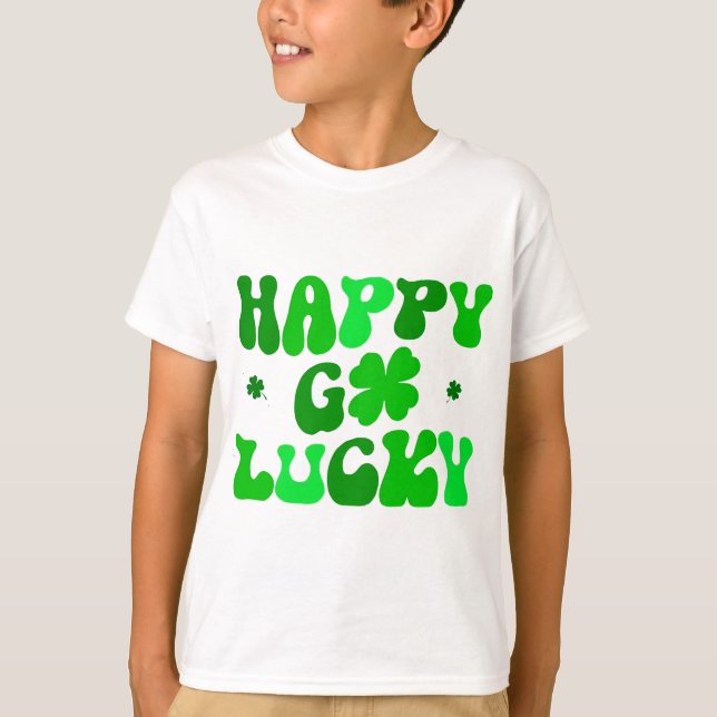 HAPPY GO LUCKY Kleeblatt St. Patrick Kid's T - Shi T-Shirt (Vorderseite)