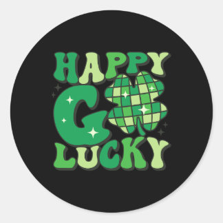 Happy Go Lucky Kleeblatt St Patricks Day Frauen Mä Runder Aufkleber