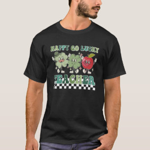 Happy Go Lucky Lehrer Retro Groovy Kleeblatts Patr T-Shirt