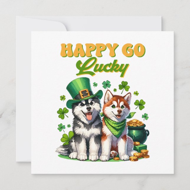Happy Go Lucky Niedlich Husky St Patricks Day (Vorderseite)