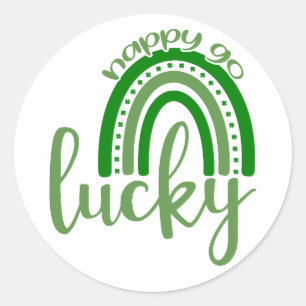 Happy Go Lucky 🍀 Runder Aufkleber