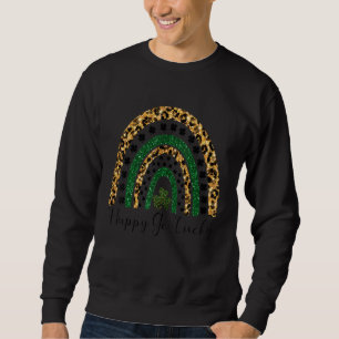 Happy Go Lucky St Patrick S Day Leopard Rainbow Sh Sweatshirt