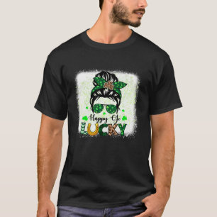 Happy Go Lucky St Patrick s Day Messy Bun für Jung T-Shirt