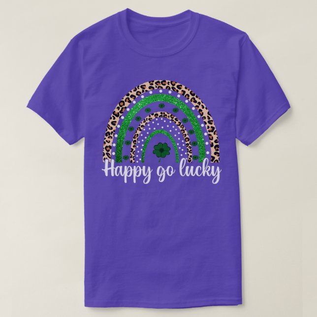 Happy Go Lucky St Patricks Day Rainbow Lucky Clove T-Shirt (Design vorne)