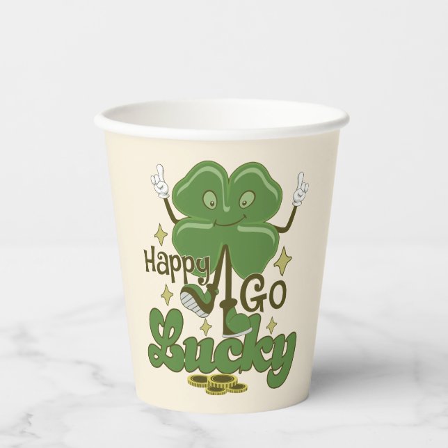 Happy Go Lucky St. Patricks Pappbecher (Vorderseite)