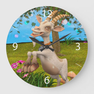 Happy Goat Große Wanduhr