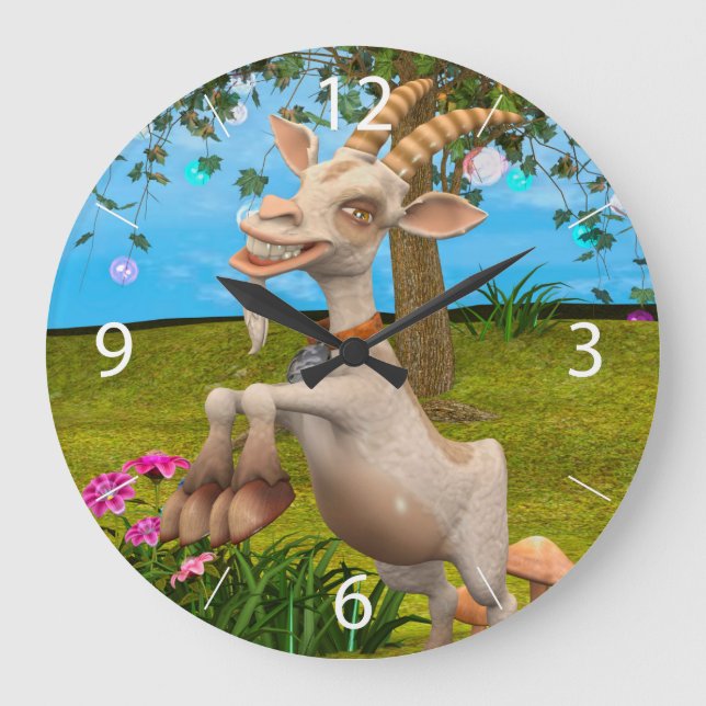 Happy Goat Große Wanduhr (Vorderseite)