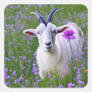 Happy Goat Quadratischer Aufkleber