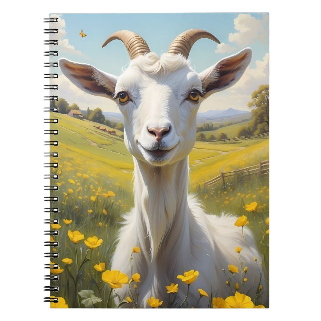 Happy Goat Vibrant Buttercup Wiese Notizblock (Vorderseite)