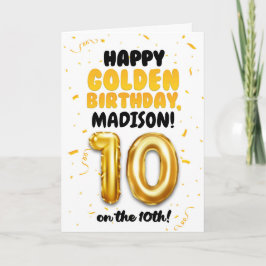 Happy Golden Birthday, 10th Birthday Card for Kids Karte