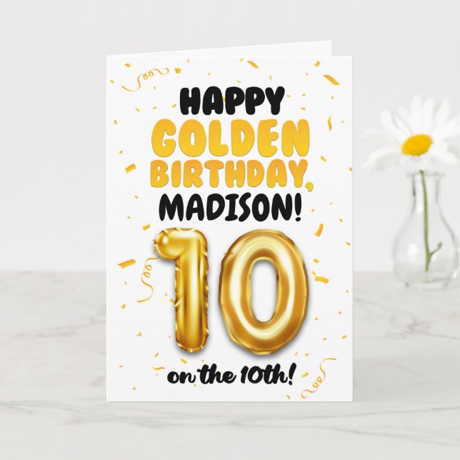 Happy Golden Birthday, 10th Birthday Card for Kids Karte (Kleine Pflanze)