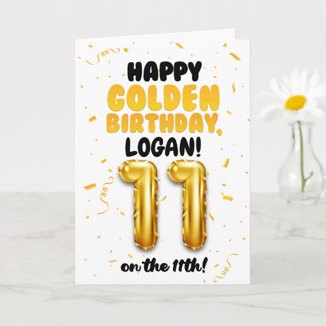 Happy Golden Birthday, 11th Birthday Card for Kids Karte (Kleine Pflanze)