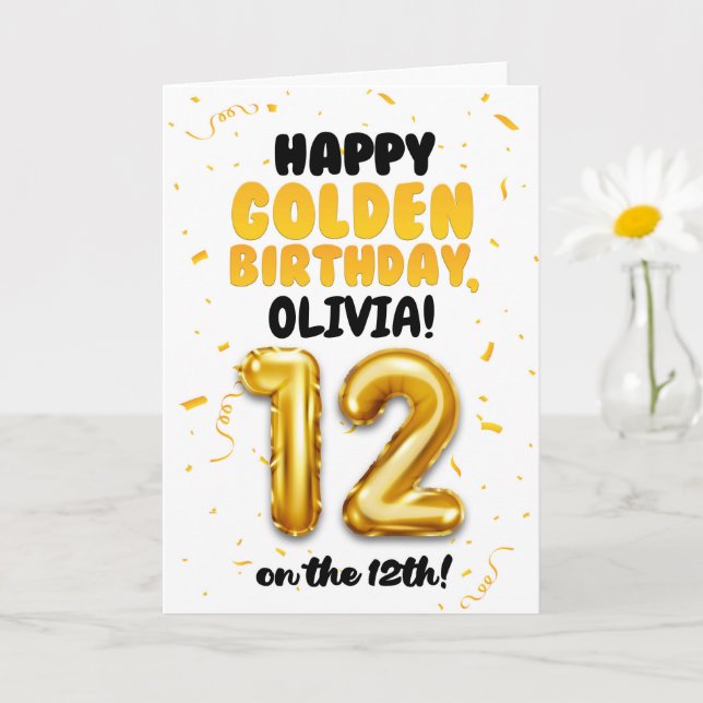 Happy Golden Birthday, 12th Birthday Card for Kids Karte (Kleine Pflanze)