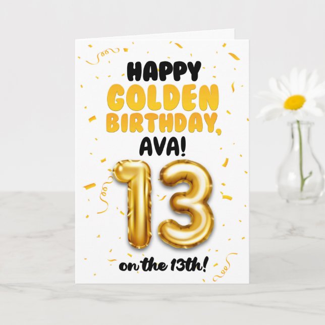 Happy Golden Birthday, 13th Birthday Card for Teen Karte (Kleine Pflanze)