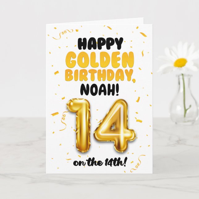 Happy Golden Birthday, 14th Birthday Card for Teen Karte (Kleine Pflanze)