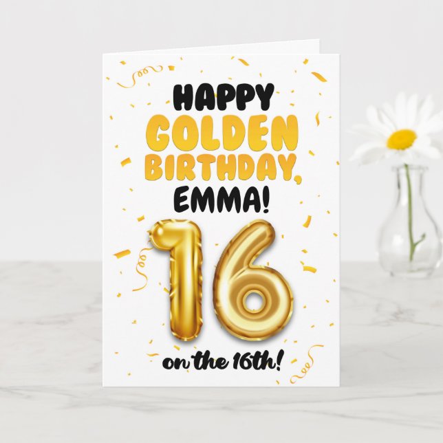 Happy Golden Birthday, 16th Birthday Card for Teen Karte (Kleine Pflanze)