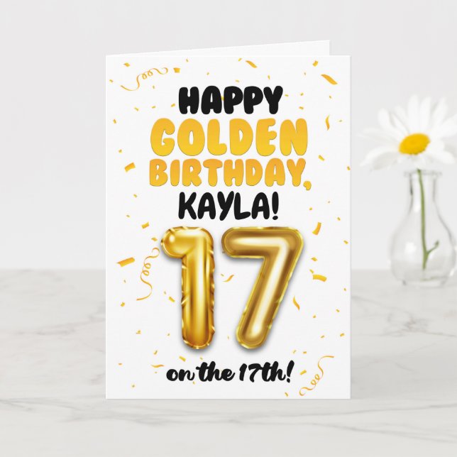 Happy Golden Birthday, 17th Birthday Card for Teen Karte (Kleine Pflanze)