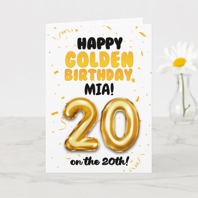 Happy Golden Birthday, 20th Birthday Card  Karte (Kleine Pflanze)