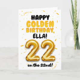 Happy Golden Birthday, 22nd Birthday Card  Karte