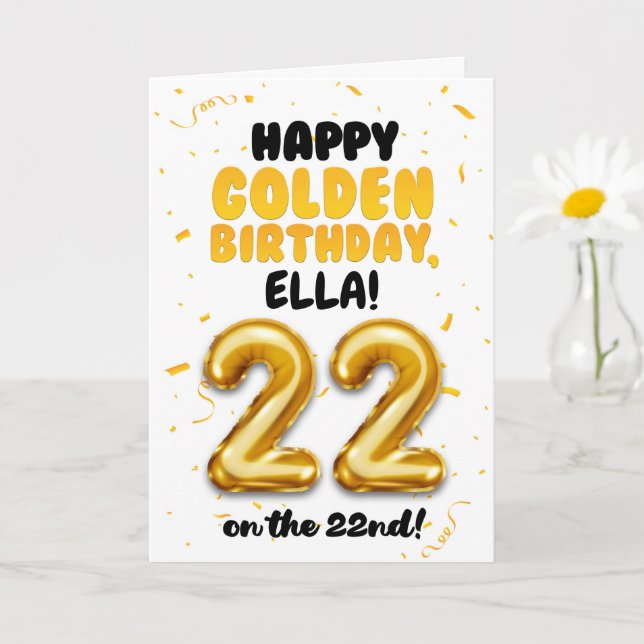Happy Golden Birthday, 22nd Birthday Card  Karte (Kleine Pflanze)