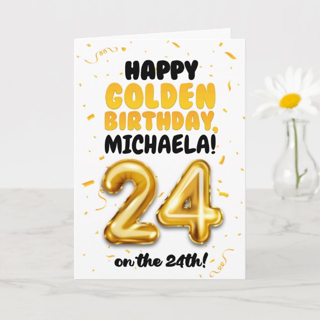 Happy Golden Birthday, 24th Birthday Card  Karte (Kleine Pflanze)
