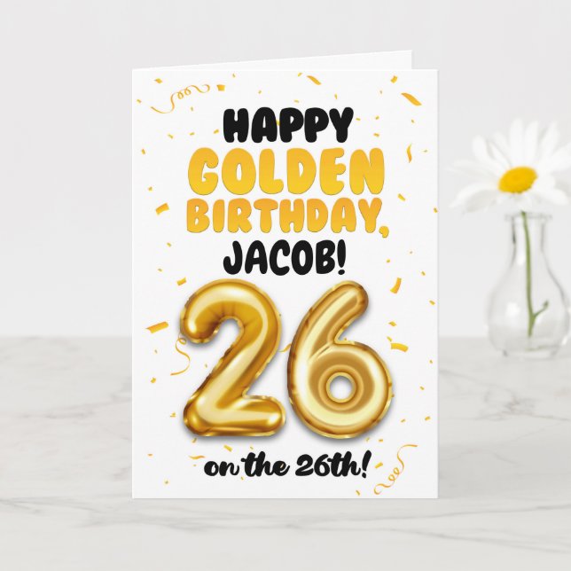 Happy Golden Birthday, 26th Birthday Card  Karte (Kleine Pflanze)