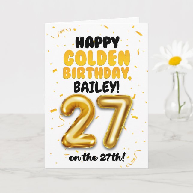 Happy Golden Birthday, 27th Birthday Card  Karte (Kleine Pflanze)