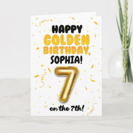 Happy Golden Birthday, 7th Birthday Card for Kids Karte