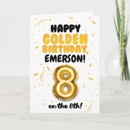 Happy Golden Birthday, 8th Birthday Card for Kids Karte