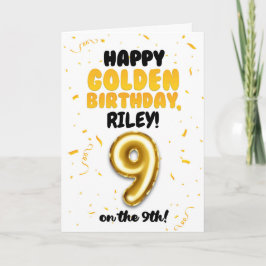 Happy Golden Birthday, 9th Birthday Card for Kids Karte