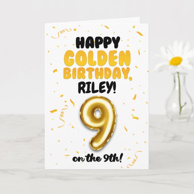 Happy Golden Birthday, 9th Birthday Card for Kids Karte (Kleine Pflanze)