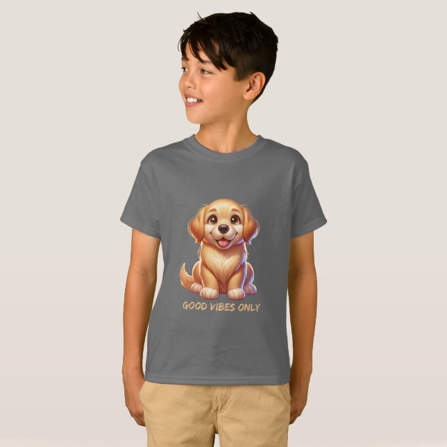 Happy Golden Dog Puppy | Cute Dog Lover Design T-Shirt (Vorne ganz)