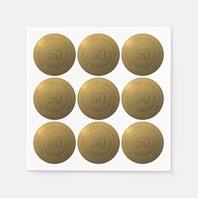 Happy Golden Hochzeitstag Serviette (Vorderseite)