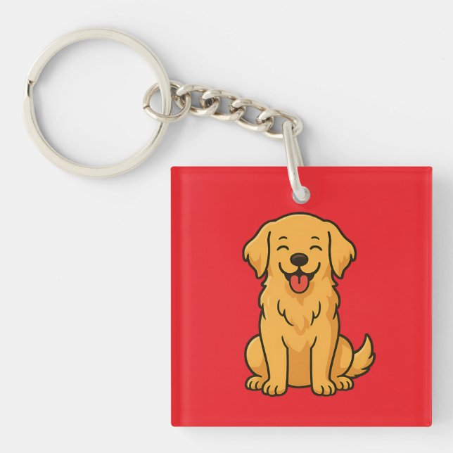 Happy Golden Retriever Dog – Cute Funny Pets Schlüsselanhänger (Vorderseite)