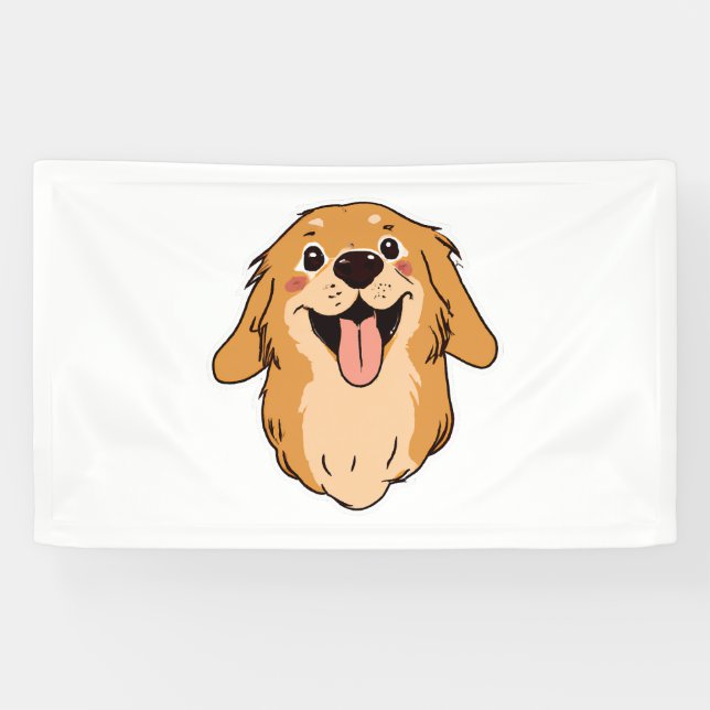 Happy Golden Retriever Dog Lover Puppy Retro Banner (Horizontal)
