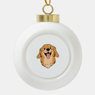 Happy Golden Retriever Dog Lover Puppy Retro Keramik Kugel-Ornament