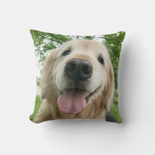 Happy Golden Retriever Hund außerhalb Portrait Kissen