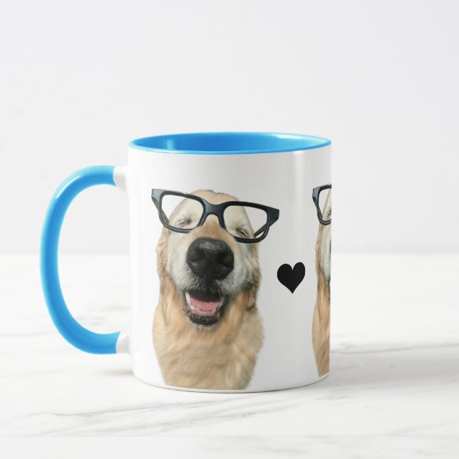 Happy Golden Retriever Hund Hund in Nerd Brille Tasse (Links)