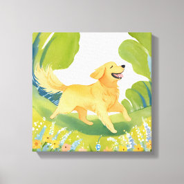 Happy Golden Retriever | Light Watercolor Painting Leinwanddruck