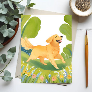 Happy Golden Retriever   Light Watercolor Painting Postkarte