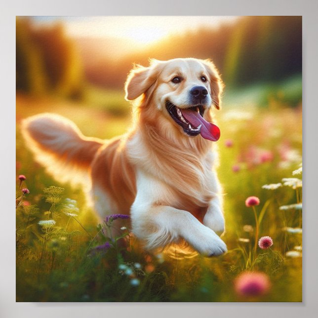 Happy Golden Retriever Poster (Vorne)